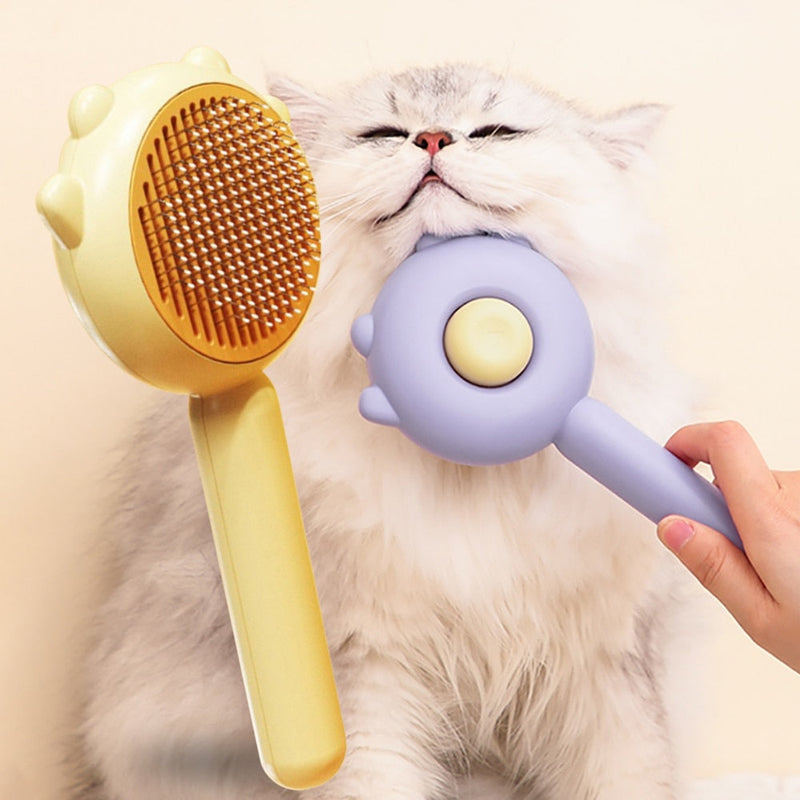 Escova para cães e gatos, remove pelos e massageia